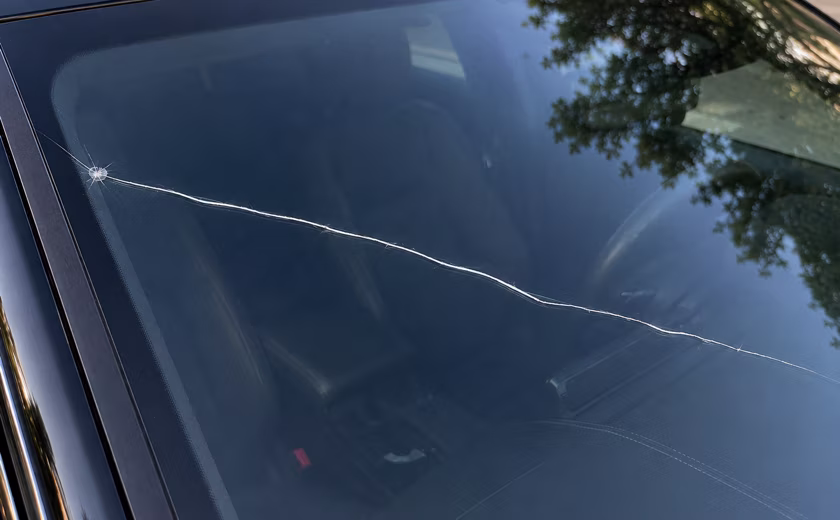 Long crack across a windshield
